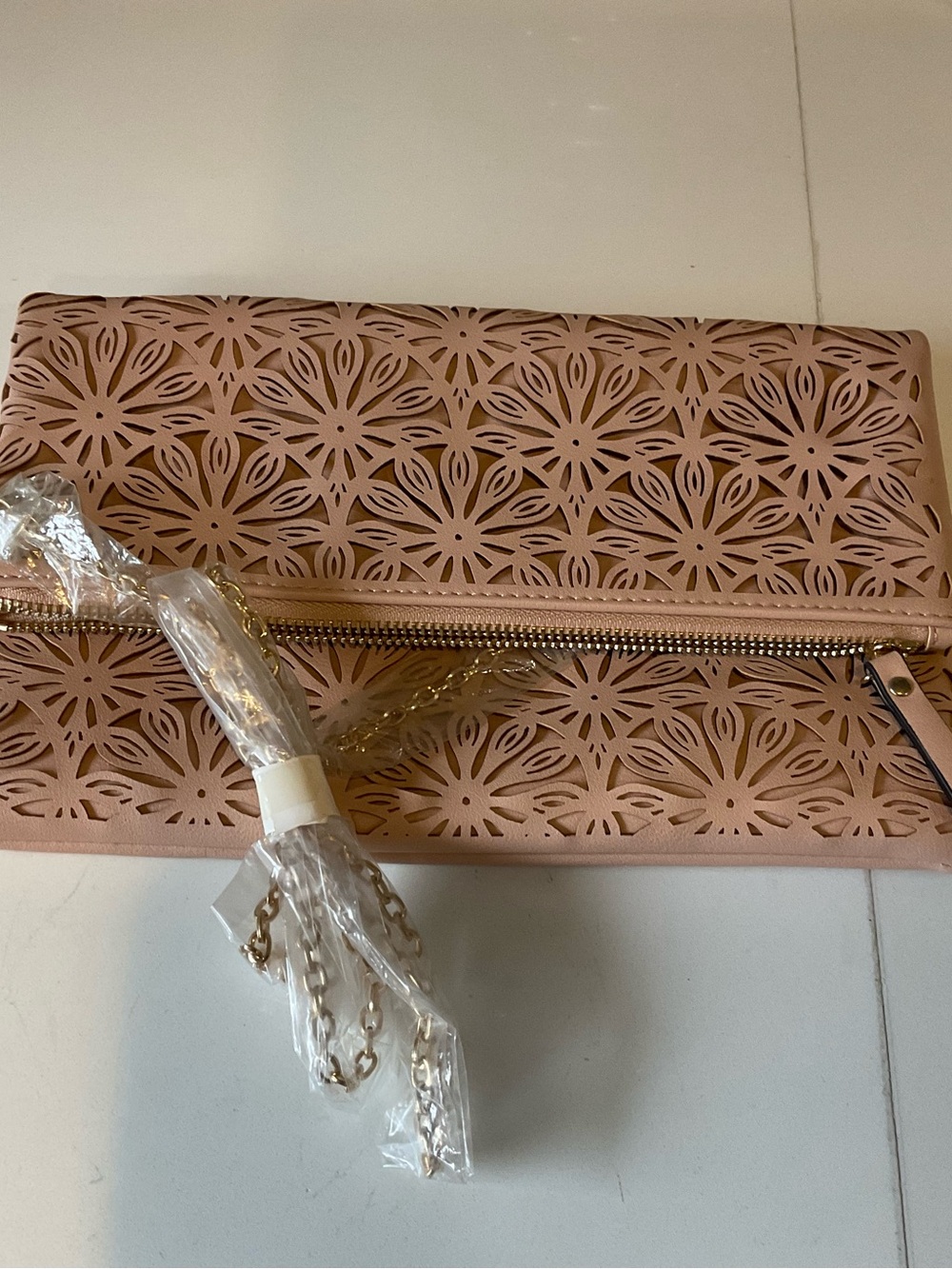 Urban Expressions blush pink faux leather foldover clutch